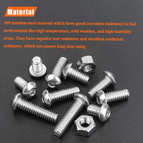HELIFOUNER 120 Pieces 5 Sizes 304 Stainless Steel 1/4-20 x 3/8" 1/2" 5/8" 3/4" 1" UNC Thread Hex Button Head Cap Bolts Kit in Saudi Arabia