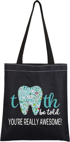 CMNIM Dental Makeup Bag Dental Hygienist Gifts Dentist Dental Assistant Graduation Gifts for Women Dentist Thank You Cosmetic Bag Tooth Be Told You're Really Awesome (Dental Two Pockets TB) in Kuwait