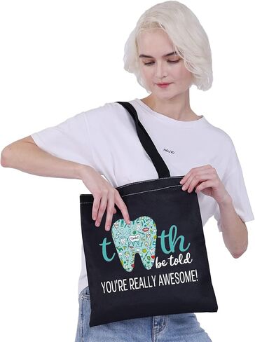 CMNIM Dental Makeup Bag Dental Hygienist Gifts Dentist Dental Assistant Graduation Gifts for Women Dentist Thank You Cosmetic Bag Tooth Be Told You're Really Awesome (Dental Two Pockets TB) in Kuwait