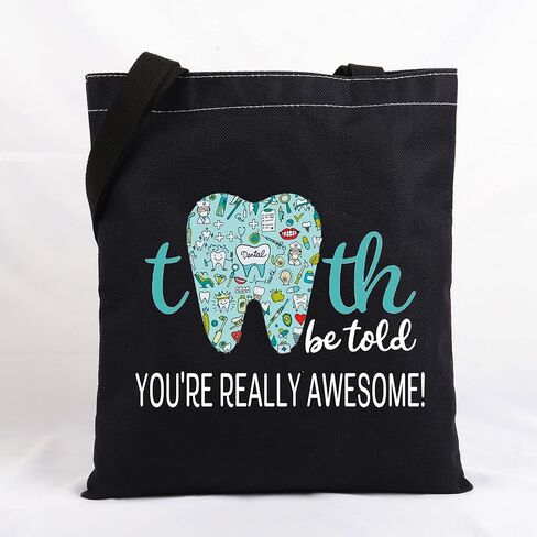 CMNIM Dental Makeup Bag Dental Hygienist Gifts Dentist Dental Assistant Graduation Gifts for Women Dentist Thank You Cosmetic Bag Tooth Be Told You're Really Awesome (Dental Two Pockets TB) in Kuwait
