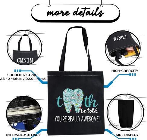 CMNIM Dental Makeup Bag Dental Hygienist Gifts Dentist Dental Assistant Graduation Gifts for Women Dentist Thank You Cosmetic Bag Tooth Be Told You're Really Awesome (Dental Two Pockets TB) in Kuwait