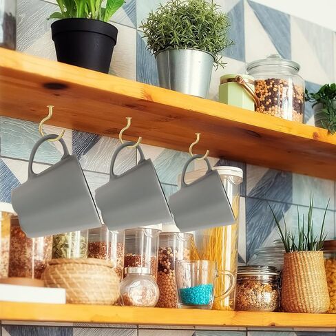 225 قطعة من خطافات المسمار من WUJIAQIU، خطاطيف تثبيت على شكل كأس، خطافات لولبية للسقف ذهبية صغيرة، خطافات مج معدنية على شكل حرف L للاستخدام الداخلي والخارجي على الحائط، أواني تعليق السلال، أضواء الزينة in Kuwait