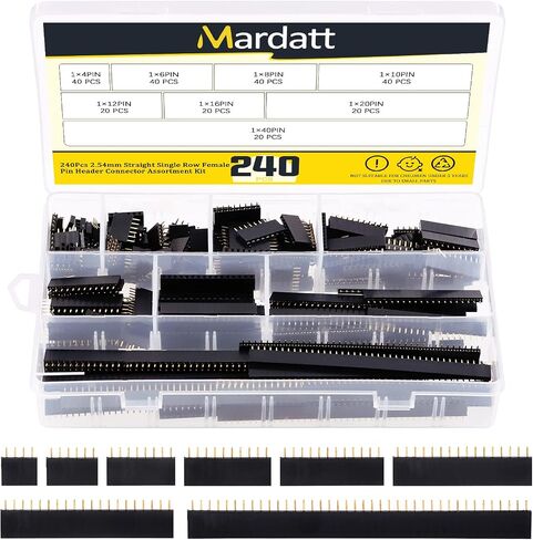 Mardatt 240 قطعة 2.54 مللي متر أنثى الملعب مستقيم صف واحد دبوس رؤوس المقبس مجموعة متنوعة 4/6/8/10/12/16/20/40 دبابيس موصل الإسكان لوحة دارات مطبوعة دبوس موصل مجموعة in Kuwait