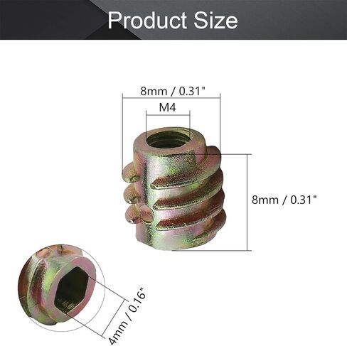 MroMax 30 قطعة M4 الأثاث الخيوط إدراج المكسرات سبائك الزنك 0.31 بوصة طول المسمار في الجوز متري المواضيع الداخلية الترباس قفل موصل محرك سداسي لتشكيلة الأثاث الخشبي in Kuwait