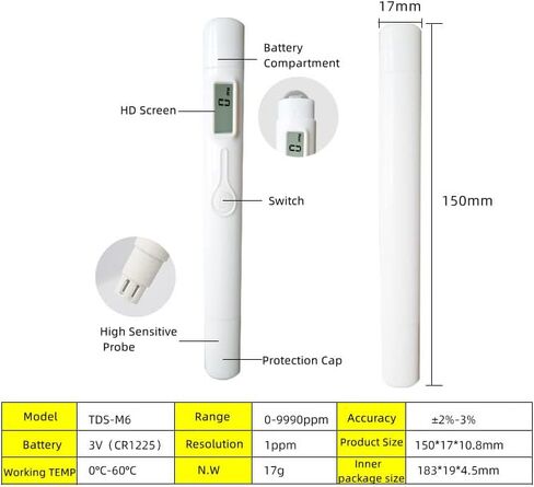مقياس TDS الرقمي لاختبار صلابة مياه الشرب، مقياس جزء في المليون لحوض السمك المائي، جهاز اختبار المياه الصلبة لاختبار مياه الشرب لحماية صحة الأسرة in Kuwait