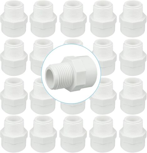 20 قطعة 3/4 انش محول من بلاستيك PVC ذكر (مقبس × خيط انبوب ذكر) محول خرطوم من بلاستيك PVC ثنائي الاتجاه اقتران اقتران من بلاستيك PVC ذكر جدول 40 محول اقتران للاستخدام المنزلي الداخلي والخارجي in Kuwait