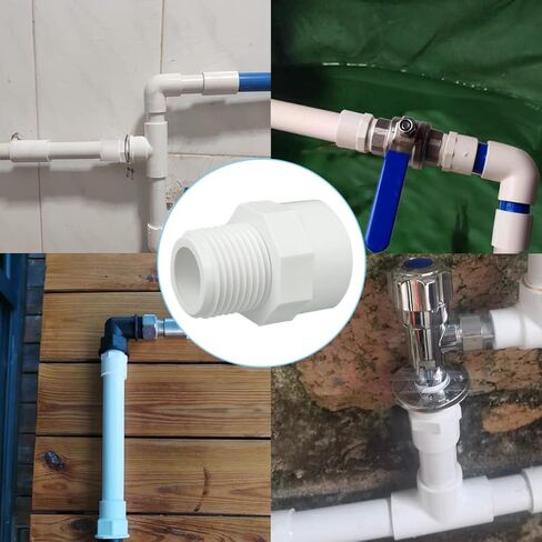 20 قطعة 3/4 انش محول من بلاستيك PVC ذكر (مقبس × خيط انبوب ذكر) محول خرطوم من بلاستيك PVC ثنائي الاتجاه اقتران اقتران من بلاستيك PVC ذكر جدول 40 محول اقتران للاستخدام المنزلي الداخلي والخارجي in Kuwait