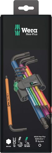 Wera Tools 05073593001 950 SPKL/9 SM N SB مجموعة مفاتيح سداسية ذات ذراع طويل، مقاس واحد، متعدد in Kuwait