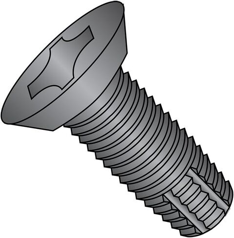 Small Parts 0604FPUB Steel Thread Cutting Screw, Black Oxide Finish, 82 Degree Flat Undercut Head, Phillips Drive, Type F, #6-32 Thread Size, 1/4" Length (Pack of 100) in Saudi Arabia