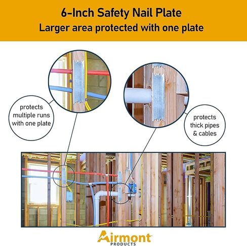 عبوة مختلطة: (10 قطع) لوحات أظافر 6 انش، (25 قطعة) 2.5 انش، فولاذ مجلفن قياس 16، تحمي السباكة والأسلاك وشوكات مدببة حادة، لوحة حماية ضد المسامير الخشبية in Kuwait