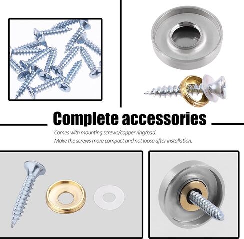 Wokape 50Pcs 16/18/20/22/25mm Stainless Steel Mirror Screw Cover Caps Kit, Mirror Screws Decorative Caps Cover Nails with Screws Fasteners for Wardrobe, Sign Advertising Hardware, Bathroom in Saudi Arabia