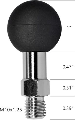 VAUBORTTI 2 قطعة محول كروي 1 بوصة مع عمود ملولب M10 x 1.25 x .3 بوصة مناسب لذاكرة الوصول العشوائي وذراع المقبس المزدوج المجهز بحشيات السيليكون in Kuwait