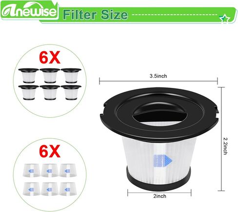 اينوايز 6 عبوات فلاتر هيبا للمكنسة الكهربائية اللاسلكية اورفيلد V20، متوافقة مع مكنسة موسو K17 اللاسلكية ومكنسة كهربائية لاسلكية A18 نيكوار، 18 كيلو باسكال، ليست لموسو كيه 17 برو او ميني فاك in Kuwait