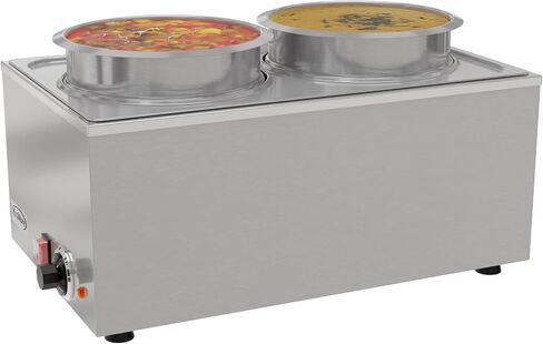 KoolMore Commercial Bain Marie Countertop Food Warmer, Soup Station, and Buffet Table Server with Two Serving Pots and Tap, Stainless-Steel Steamer with Auto Shut Off (CFW-4T), Silver in Kuwait