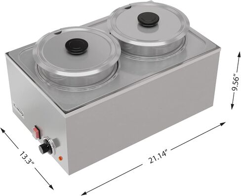 KoolMore Commercial Bain Marie Countertop Food Warmer, Soup Station, and Buffet Table Server with Two Serving Pots and Tap, Stainless-Steel Steamer with Auto Shut Off (CFW-4T), Silver in Kuwait
