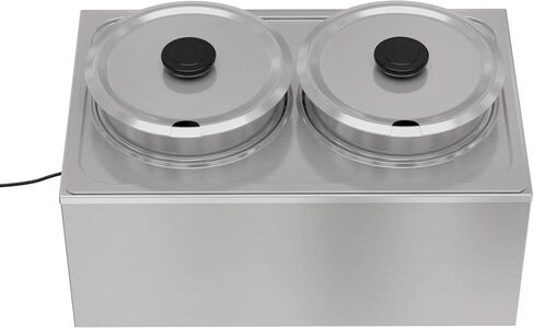 KoolMore Commercial Bain Marie Countertop Food Warmer, Soup Station, and Buffet Table Server with Two Serving Pots and Tap, Stainless-Steel Steamer with Auto Shut Off (CFW-4T), Silver in Kuwait
