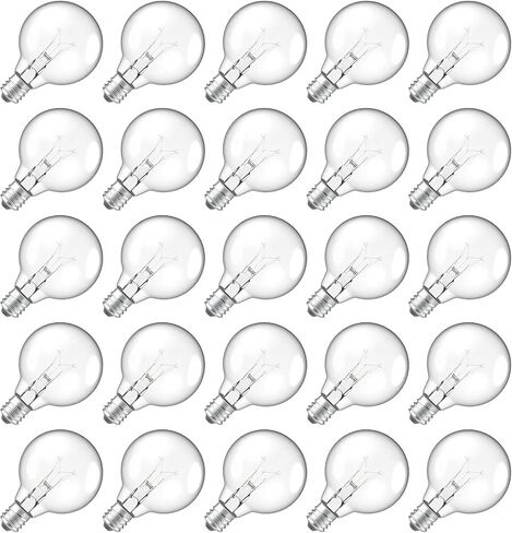 Meconard G40 Solar Replacement Bulbs, E12 Screw Base Shatterproof Globe LED Bulbs for Solar Outdoor String Lights, 1W LED Bulb, E12/C7 Candelabra Screw Base, 3V, Warm White, 25Pack in Kuwait