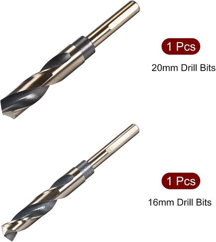 uxcell Reduced Shank Drill Bit Set, 16mm 20mm Titanium Nitride Coated High Speed Steel 4341 Tri-Flat Shank Drilling Tool for Stainless Steel Alloy Copper, 2pcs in Saudi Arabia