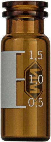 MACHEREY-NAGEL 702712 قارورة برقبة سريعة، N11، 1.5 مل، 11.6 × 32.0 مم، كهرمان، ملصق + مقياس، قاع مسطح، عريض، زجاج من الدرجة الهيدروليكية الأولى (عبوة من 100) in Kuwait