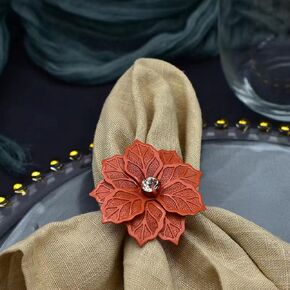 Fall Napkin Ring Hollow Out Flower Metal Napkin Rings Set of 12 Metal Napkin Ring Holders for Wedding Party Halloween Thanksgiving Day Christmas Dinner