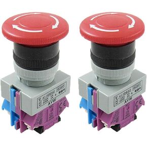 Nxtop 2PCS 600V 10A Red Mushroom Emergency Stop Push Button Switch 22mm NO NC in Saudi Arabia