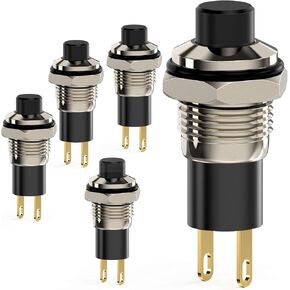 مفتاح زر الضغط DIYhz، مفاتيح صغيرة ذاتية القفل بإغلاق 10 مم دائرية DC24V 0.5A غطاء أسود 5 قطع in Kuwait