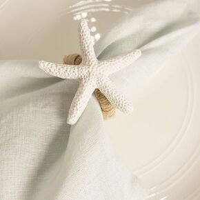 Starfish Napkin Rings Set of 6, Blue Sea Star Napkin Ring Holders for Crafts, Beach, Dinner Party, Wedding, Theme Party, Banquet, Nautical, Coastal Table Decor