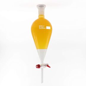 قمع زجاجي منفصل 500 مل PTFE محبس كبير قمع فصل الكمثرى 24/40 مشترك in Kuwait