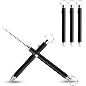 3PCS Portable Titanium Spring Toothpicks Metal Pocket Push-pull Toothpick Key Pendant for Outdoor Picnic Camping