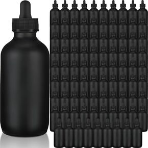 50 عبوة من زجاجات قطارة زجاجية سوداء سعة 4 اونصة قابلة لاعادة الملء مع قطارة دائرية لتوزيع الزيوت العطرية والعطور والمختبر والسفر والمنزل in Kuwait