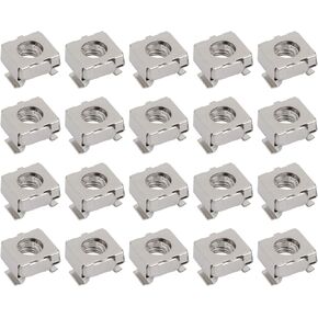 صواميل قفص METALLIXITY (M6x13mm) 20 قطعة، أقفاص الأجهزة ذات الفتحات المربعة المطلية بالنيكل من الفولاذ الكربوني - لرف خزانة رف الخادم، لون فضي in Kuwait