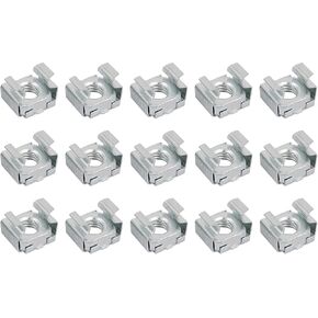 صواميل قفص METALLIXITY (M8x17mm) 15 قطعة، قفص الأجهزة ذو الفتحة المربعة المطلية بالزنك من الفولاذ الكربوني - لرف خزانة رف الخادم، لون فضي in Kuwait