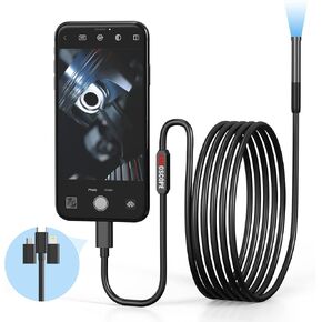 Endoscope Camera with Light,1080P HD Borescope with 6 LED Lights 9.8FT Semi-Rigid Snake Cabl,IP67 Waterproof Industrial Inspection Camera Compatible for Android,iPhone, iPad in Kuwait
