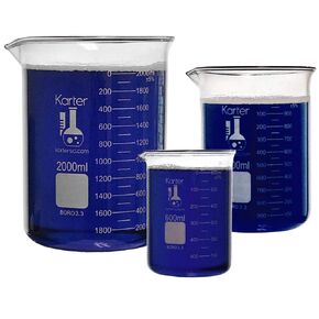 Glass Low Form Beaker Set, 3.3 Boro. Glass, Double Scale, 3 Sizes - 600, 1000, and 2000ml, Karter Scientific 233Y2 in Saudi Arabia