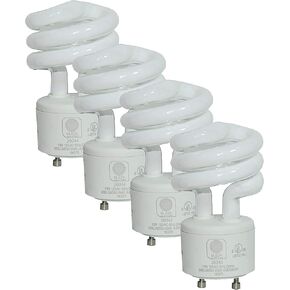 SLEEKLIGHTING 13Watt T2 Spiral CFL GU24 2 Prong Light Bulb Base 2700K 900lm - UL معتمد 120 فولت 60 هرتز - لمبة إضاءة صغيرة تويست لولبية - فلورسنت مدمج ذاتي الصابورة - ضوء أبيض دافئ 4 عبوات