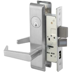 Yale 8847FL RH AUCN 613E LESS CY 8800 Mortise Lockset, Grade 1, Escutcheon Plate, Apartment with Deadbolt, RH Field Reversible, أسطوانة غير مضمنة in Kuwait