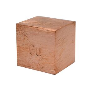Density Cube, Copper (Cu) with Element Stamp - 0.8 Inch (20mm) Sides - for Density Investigation, Specific Gravity & Specific Heat Activities - Eisco Labs in Kuwait