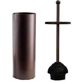 Black Toilet Plunger with Holder Bathroom Metal Canister Holder Drip Cup, Heavy Duty, Deep Cleaning