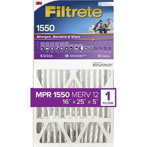 Filtrete 16x25x5, AC Furnace Air Filter, MPR 1550 DP, Healthy Living Ultra Allergen Deep Pleat, 1-Pack (actual dimensions 15.75 x 24.13 x 4.88) in Kuwait