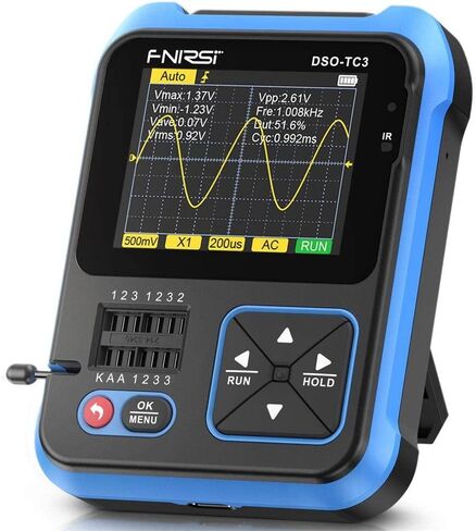 DSO-TC3 راسم الذبذبات الرقمي، مجموعة راسم الذبذبات الرقمي المحمول، 3 في 1 راسم الذبذبات المحمول ومولد إشارة DDS واختبار الترانزستور، عرض النطاق الترددي 500 كيلو هرتز، معدل أخذ العينات 10 مللي ثانية في الثانية، 6 أنواع من الأشكال الموجية in Kuwait