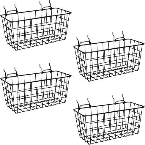 2 Pack Pegboard Baskets, Metal Shelves Hooks to 1/8" and 1/4" Hole Peg Boards, Peg Board Baskets Bins Set - Organize Tools Workbench Accessories Garage Storage Wall Mount Organizer Attachments in Kuwait