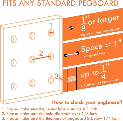 2 Pack Pegboard Baskets, Metal Shelves Hooks to 1/8" and 1/4" Hole Peg Boards, Peg Board Baskets Bins Set - Organize Tools Workbench Accessories Garage Storage Wall Mount Organizer Attachments in Kuwait