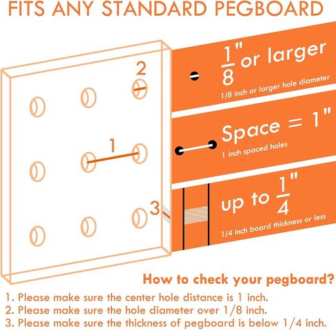 4 عبوات من سلال Pegboard، وخطافات أرفف معدنية حتى 1/8 بوصة و1/4 بوصة من ألواح ربط الفتحات، ومجموعة صناديق سلال لوح ربط بيضاء - أدوات تنظيم ملحقات منضدة العمل، ملحقات منظم مثبتة على الحائط للتخزين في المرآب in Kuwait