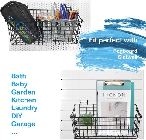 4 عبوات من سلال Pegboard، وخطافات أرفف معدنية حتى 1/8 بوصة و1/4 بوصة من ألواح ربط الفتحات، ومجموعة صناديق سلال لوح ربط بيضاء - أدوات تنظيم ملحقات منضدة العمل، ملحقات منظم مثبتة على الحائط للتخزين في المرآب in Kuwait