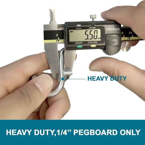 1/4 inch Heavy Duty Pegboard Hooks,Metal Pegboard Hooks for Hanging Storage (18pcs Double Straight Hook, Black) in Kuwait