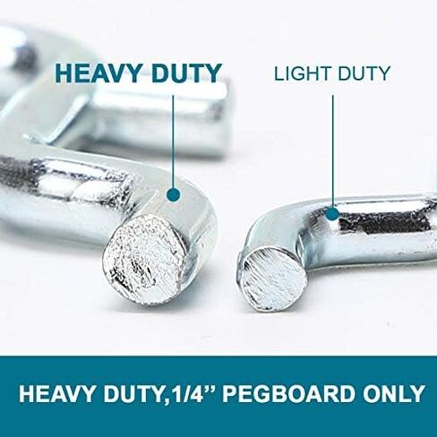 1/4 inch Heavy Duty Pegboard Hooks,Metal Pegboard Hooks for Hanging Storage (18pcs Double Straight Hook, Black) in Kuwait