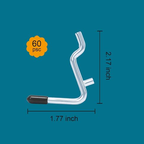 1/4 inch Heavy Duty Pegboard Hooks,Metal Pegboard Hooks for Hanging Storage (18pcs Double Straight Hook, Black) in Kuwait