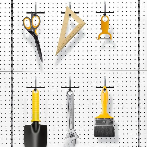 1/4 inch Heavy Duty Pegboard Hooks,Metal Pegboard Hooks for Hanging Storage (18pcs Double Straight Hook, Black) in Kuwait
