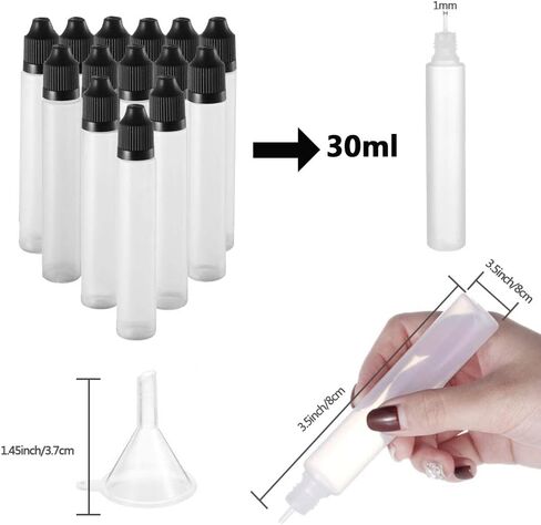جويكلاب عبوة من 20 زجاجة قطارة من بلاستيك البولي ايثيلين عالي الكثافة 30 مل بتصميم يونيكورن سعة 1 اونصة قابلة للضغط مع غطاء مقاوم للاطفال ورأس رفيع (اسود) in Kuwait