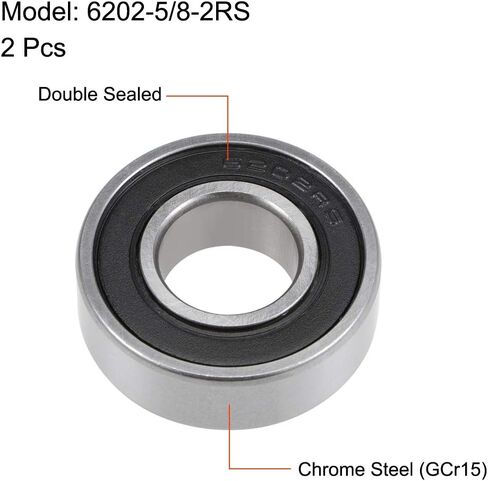 uxcell 6202-5/8-2RS Deep Groove Ball Bearing 5/8"x35mmx11mm Sealed Z2 Lever Bearings 2pcs in Saudi Arabia